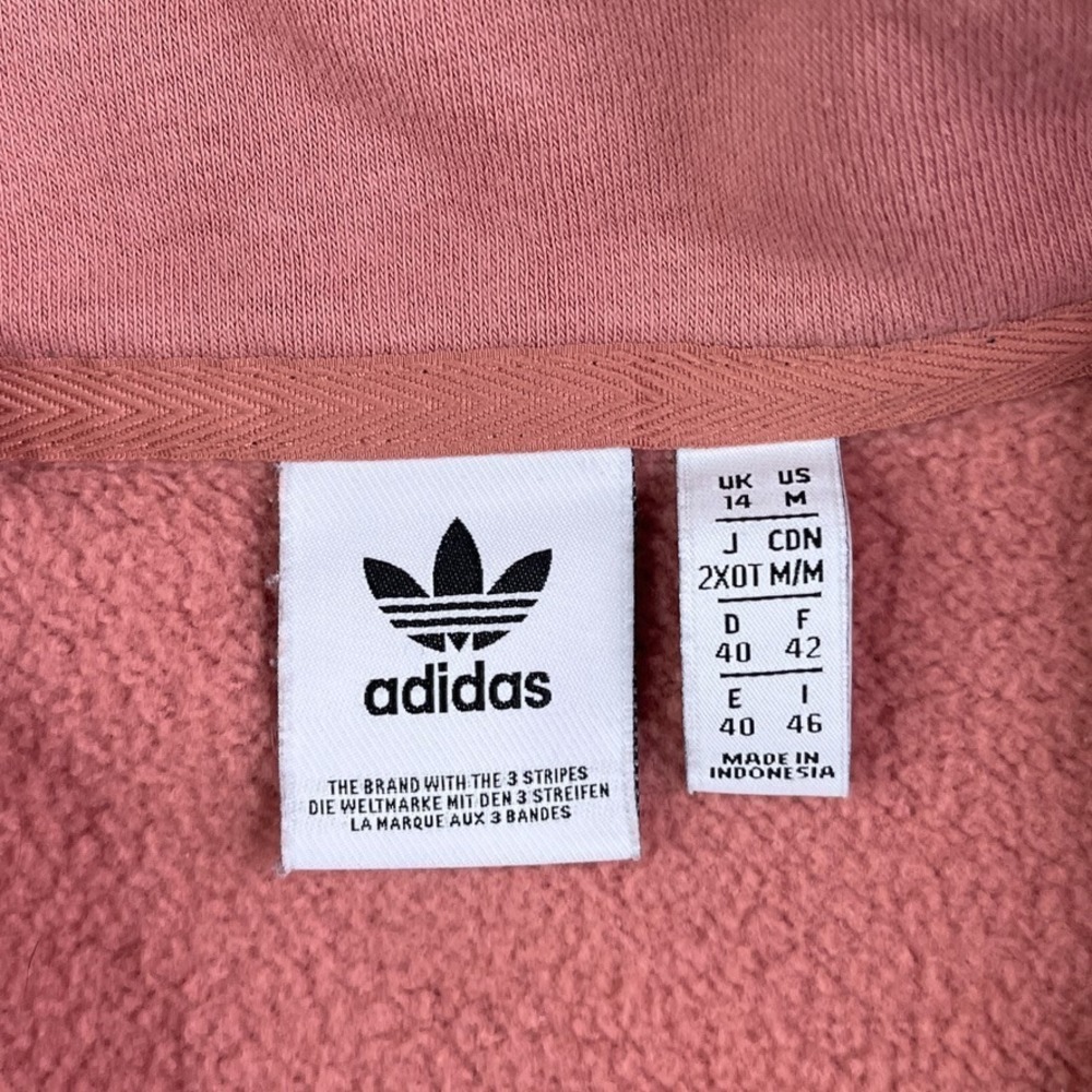 Adidas Sweatshirt Womens Medium Pink Trefoil Repeat Quarter Zip Pullover Sweater - Picture 4 of 13